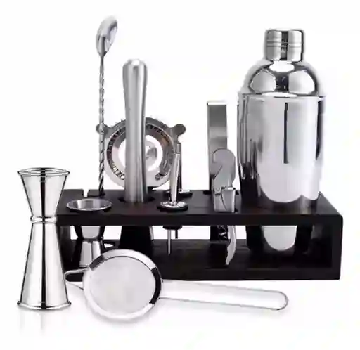 Juego Bartender Coctelera Utensilios Bar Inoxidable 12 Pzs