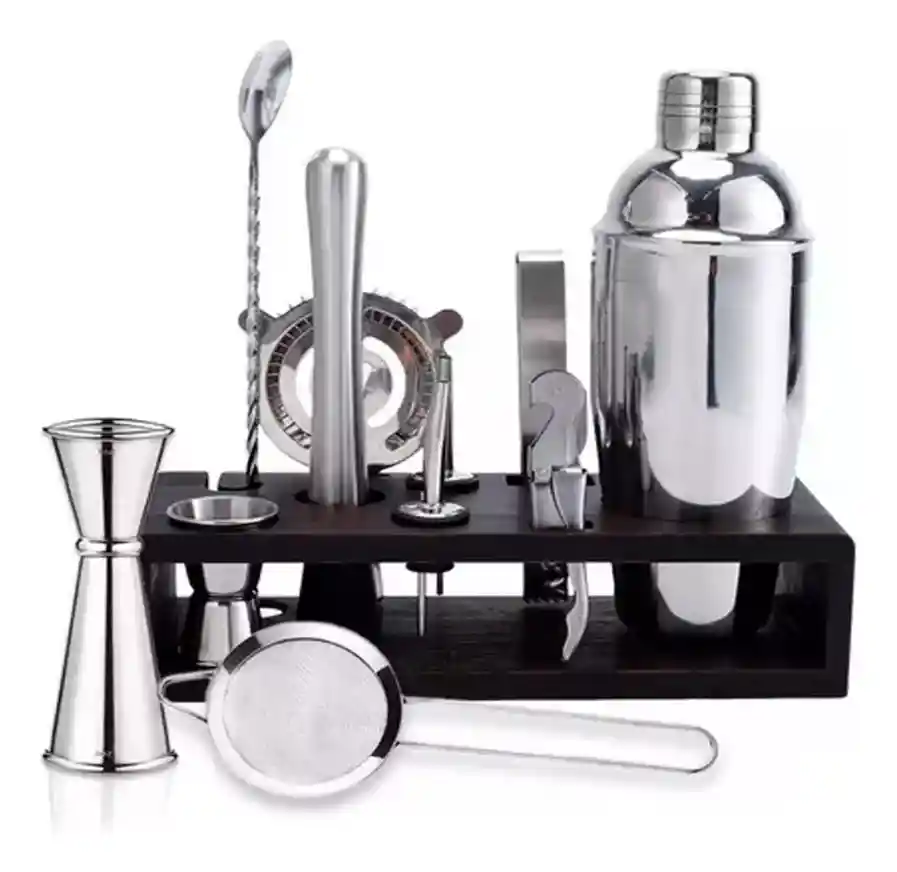 Juego Bartender Coctelera Utensilios Bar Inoxidable 12 Pzs