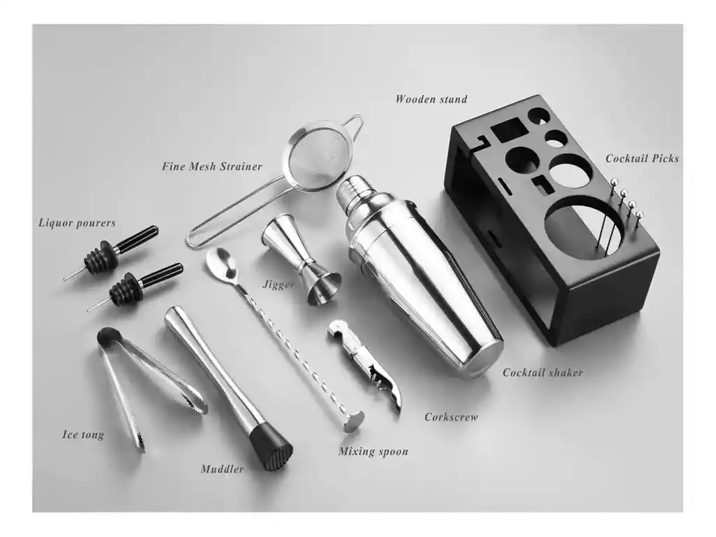 Juego Bartender Coctelera Utensilios Bar Inoxidable 12 Pzs