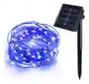 Guirnalda Luces Led Solares Azul Exteriores Impermeable 20m