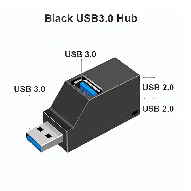 Adaptador Hub Divisor Mini De Alta Velocidad 1 Puerto Usb 3.0 Y 2 Usb 2.0 Para Pc Portátil Compuvirtual