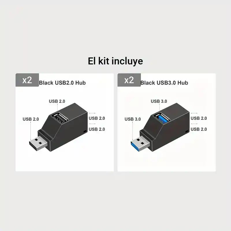 Adaptador Hub Divisor Mini De Alta Velocidad 1 Puerto Usb 3.0 Y 2 Usb 2.0 Para Pc Portátil Compuvirtual