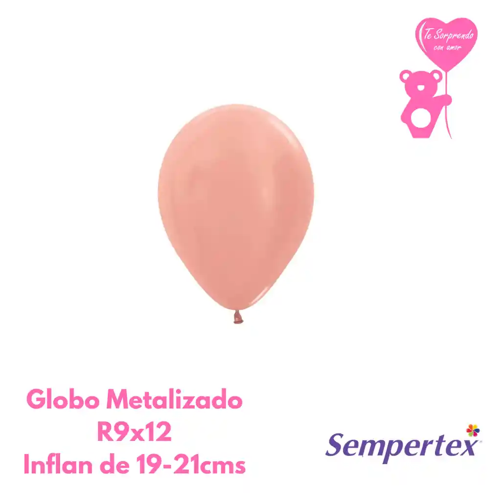 Globo O Bomba Metal Dorado Rosa Sempertex R9x12