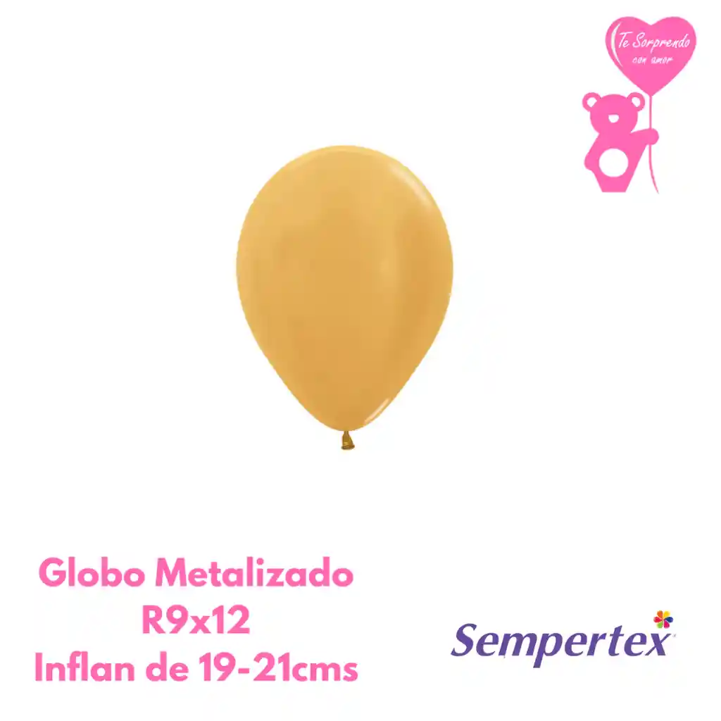 Globo O Bomba Metal Dorado Sempertex R9x12