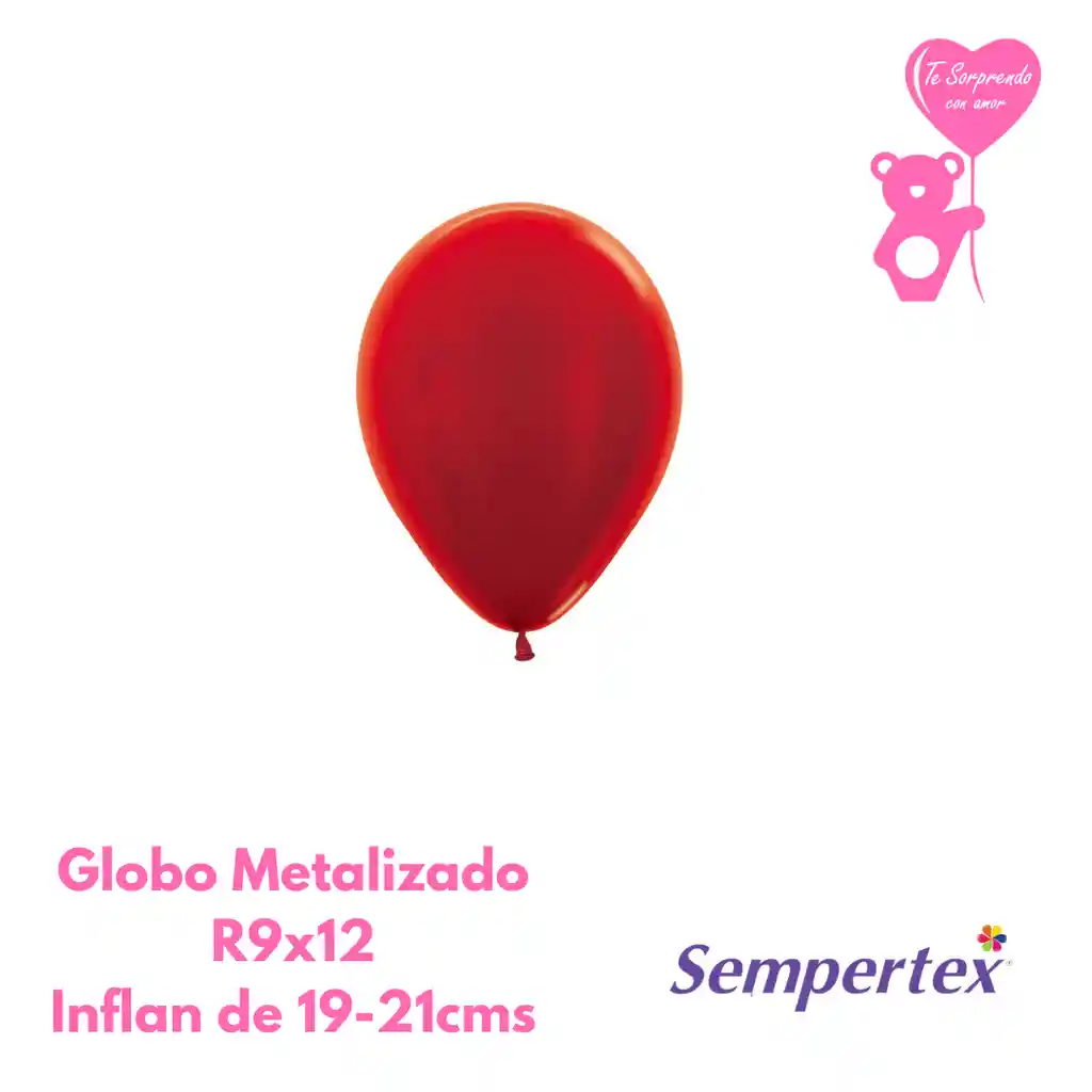 Globo O Bomba Metal Rojo Sempertex R9x12