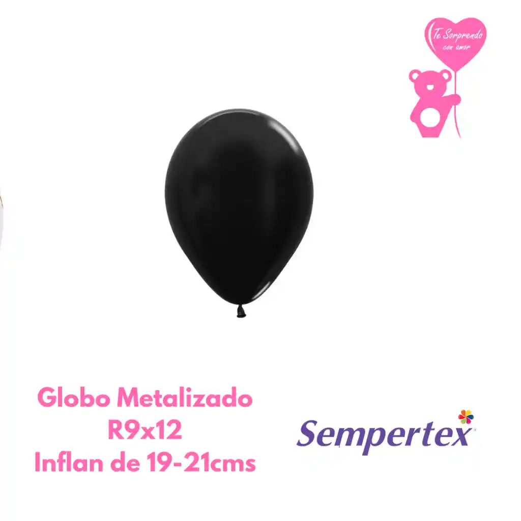 Globo O Bomba Metal Negro Sempertex R9x12