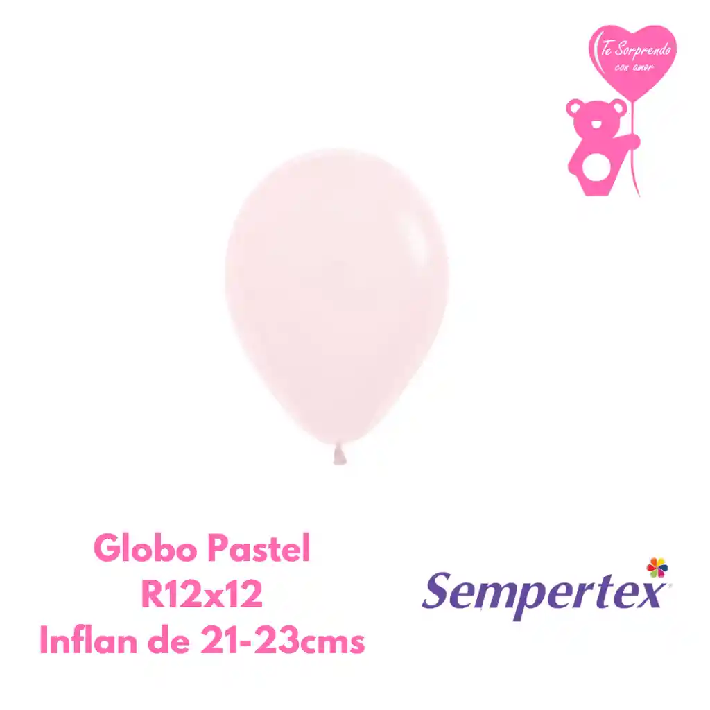 Globo O Bomba Pastel Mate Rosado Sempertex R9x12