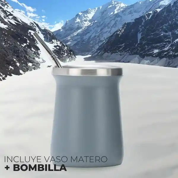 Termo Mate 1 Lt + Mate Con Bombilla Acero Inoxidable