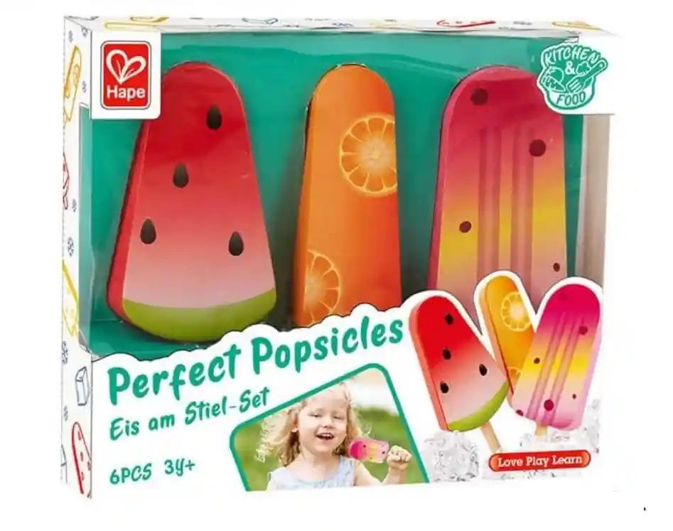 Juego Paletas Heladas De Madera Por 3 Para Niños