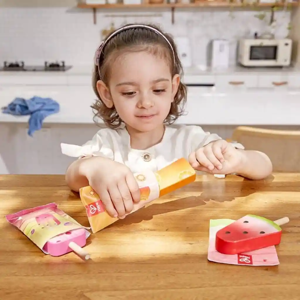 Juego Paletas Heladas De Madera Por 3 Para Niños