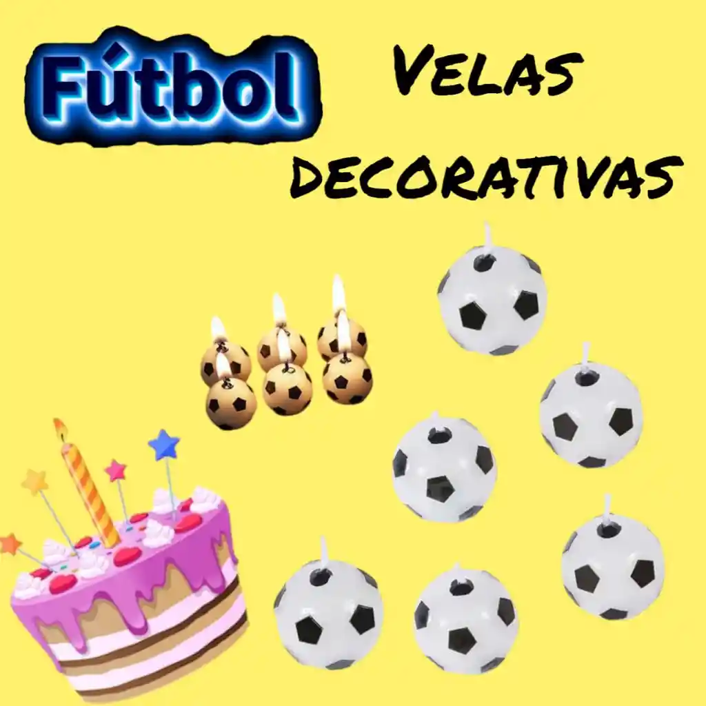 Combo Velas En Forma De Balón X6 + 2 Canchas De Fútbol