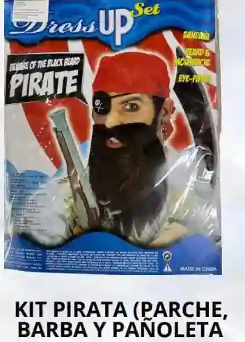 Kit Pirata Barba,pañoleta Y Parche Cosplay Disfraz Halloween