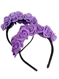 Diadema De Flores Halloween Morada X2