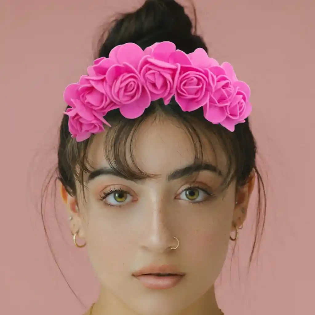 Diademas De Flores Rosadas Para Halloween X2 Und