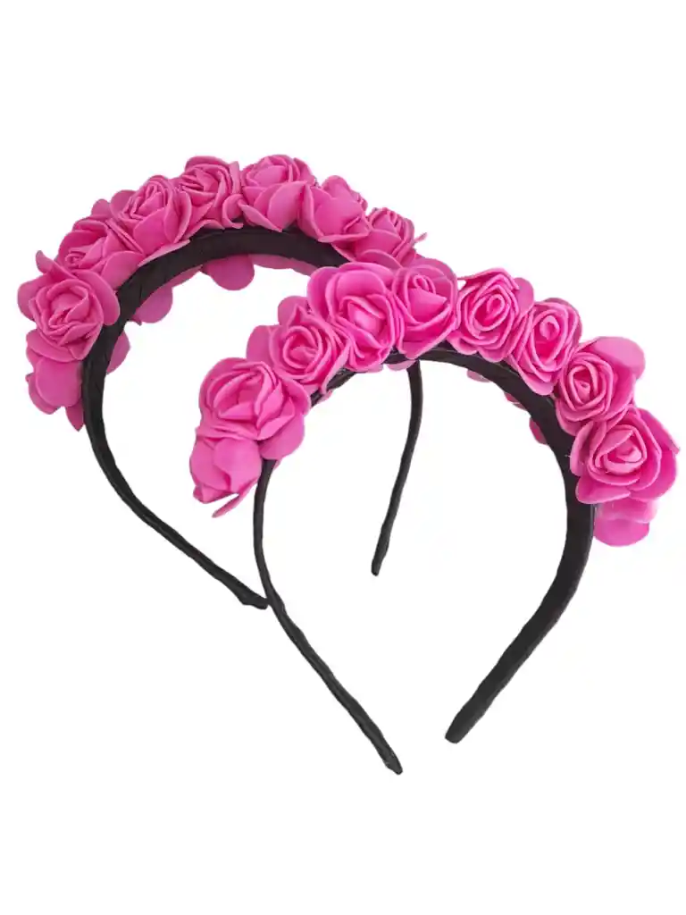 Diadema Para Halloween Catrina De Flores Rosa X2