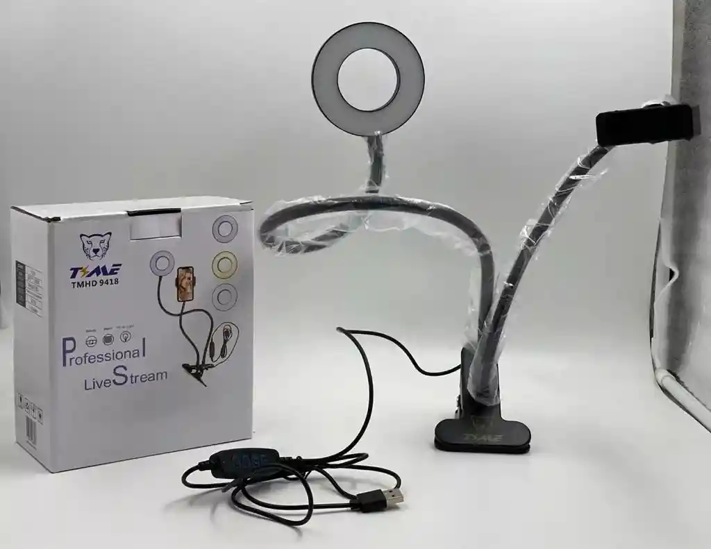 Aro De Luz Led Pinza-gancho Con Soporte Para Celular