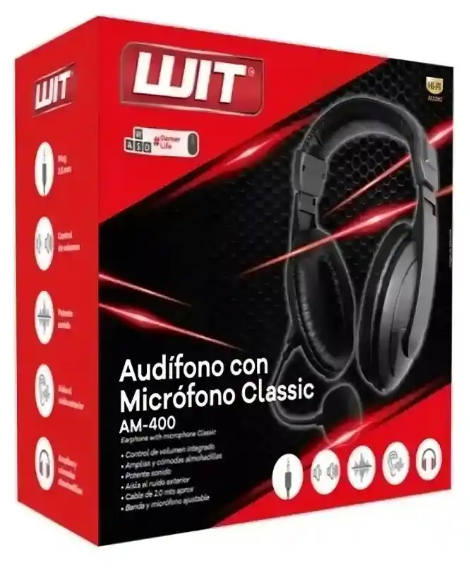 Diadema Audífonos Para Pc Con Micrófono Wit Am-400