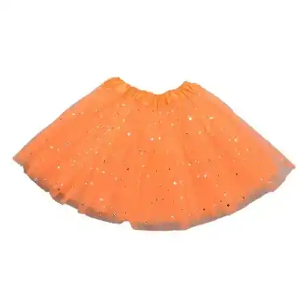 Tutu De Niña Color Naranja Con Lentejuelas Brillantes Escarchado Falda Ballet Malla Elástica Tutu Vestido Bailarina Disfraz Halloween