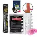 Kit Masculino Juguete Sexual Funda Pene +x2 Potenciador + Retardante