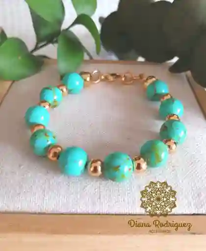 Pulsera Piedra Turqueza Redonda A Domicilio