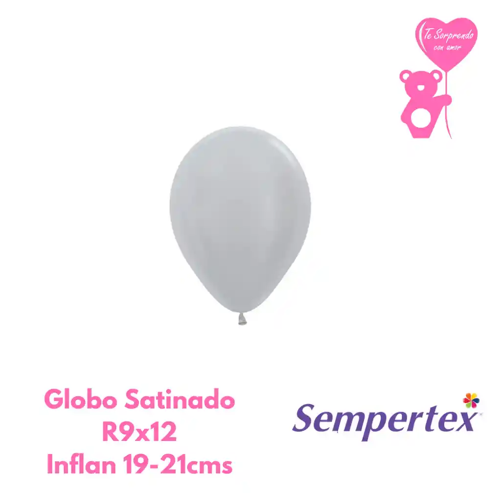 Globo O Bomba Satin Plata Sempertex R9x12