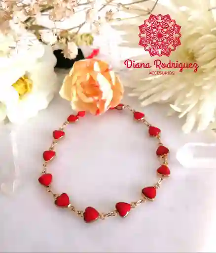 Pulsera Cadena Corazón En Resina A Domicilio