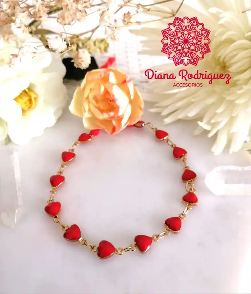 Pulsera Cadena Corazón En Resina A Domicilio
