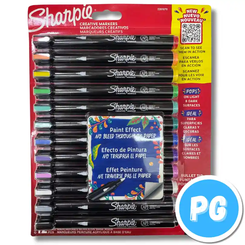 Paquete Plumon Sharpie Punta Pincel X12 Unds Surtido Lettering