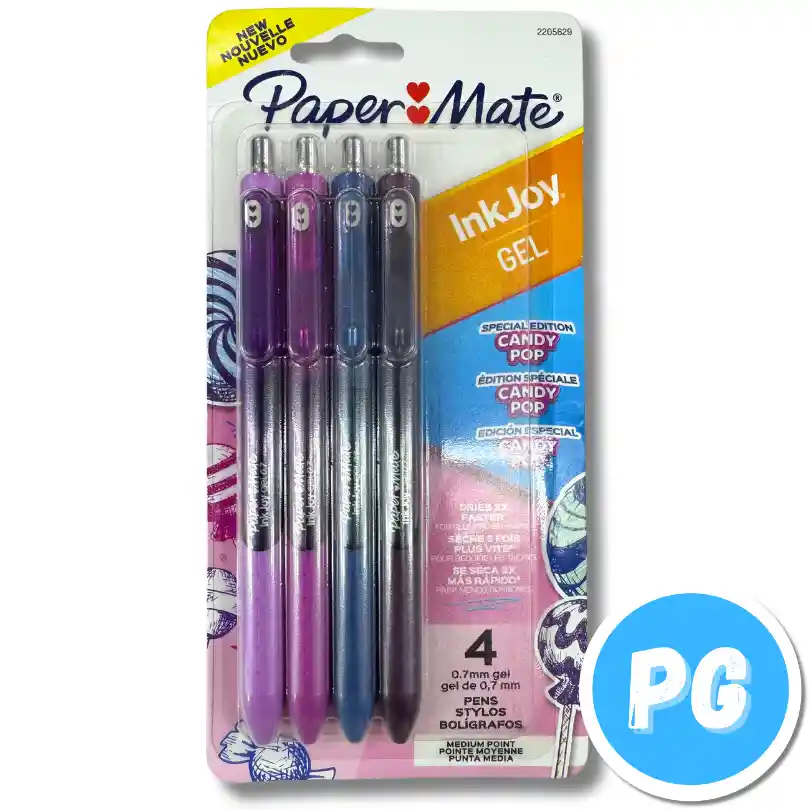 Paquete Esfero Paper Mate Ink Joy Gel 0.7mm X4 Unds Surtido Candy Pop