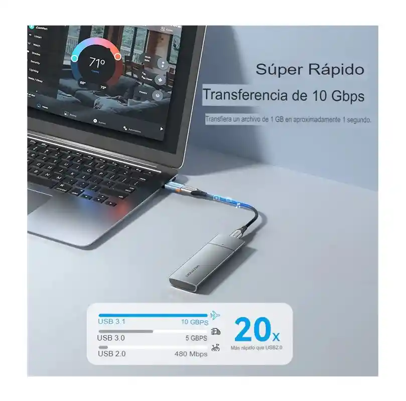 Adaptador Usb 3.1 Macho A Usb-c Hembra Llavero Marca Vention