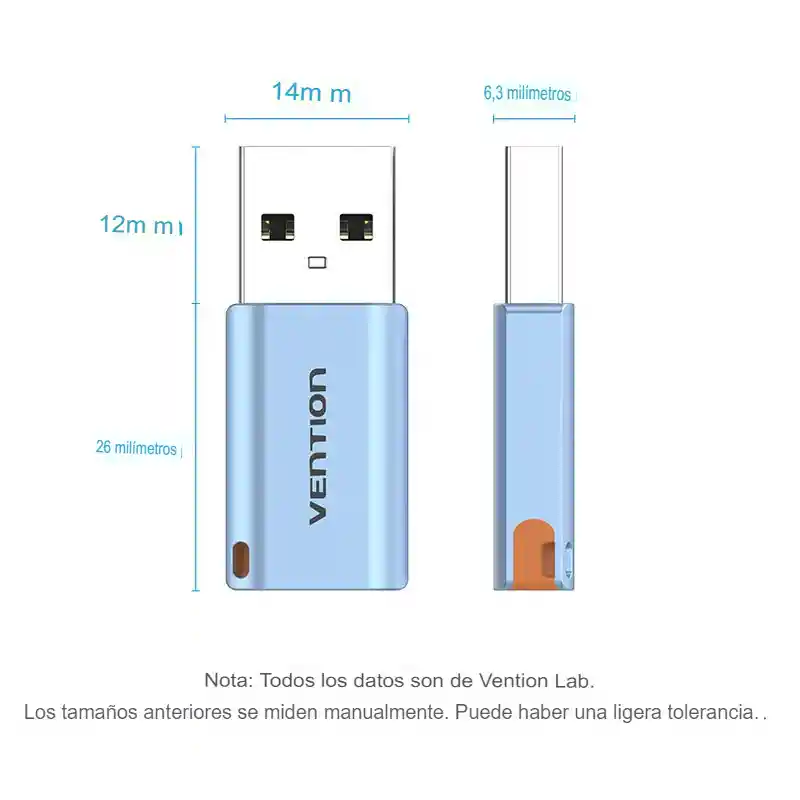 Adaptador Usb 3.1 Macho A Usb-c Hembra Llavero Marca Vention