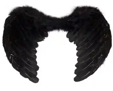 Alas De Angel Color Negro Medianas 55 X 37 Cm, Ligeras, Alas De Plumas Artificiales, Alas De Ángel Para Fiestas Disfraz Halloween