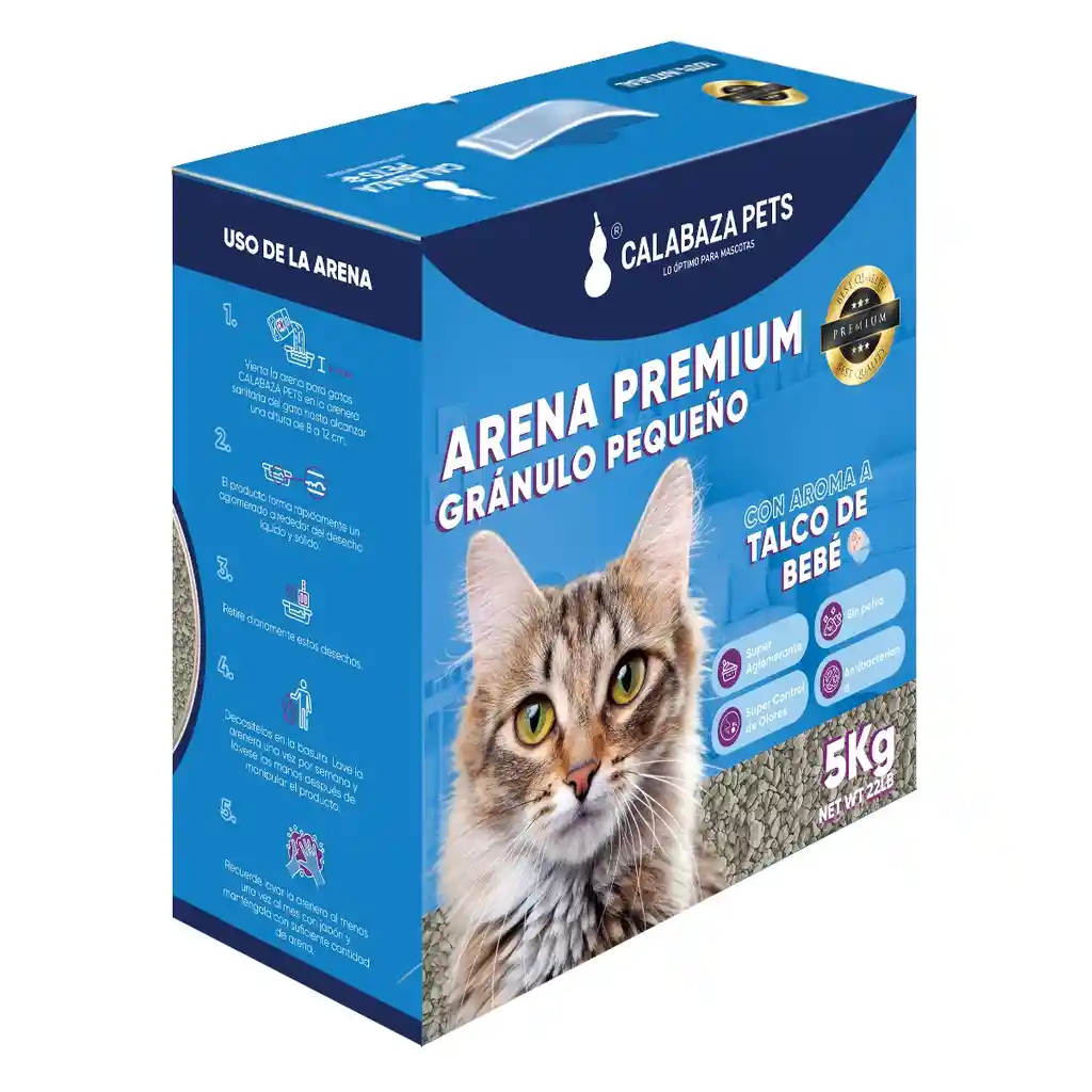 Arena Calabaza Premium Granulo Pequeño Talco De Bebe