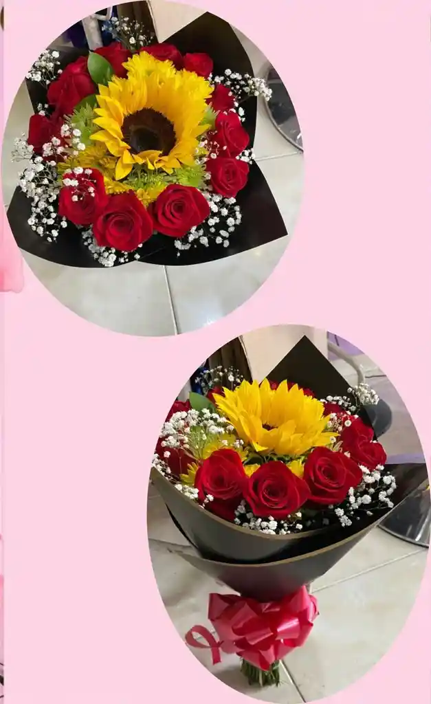 Bouquet Rosas Y Girasol