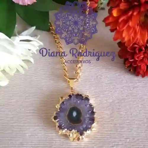 Collar Piedra Cuarzo Estalactita De Amatista A Domicilio
