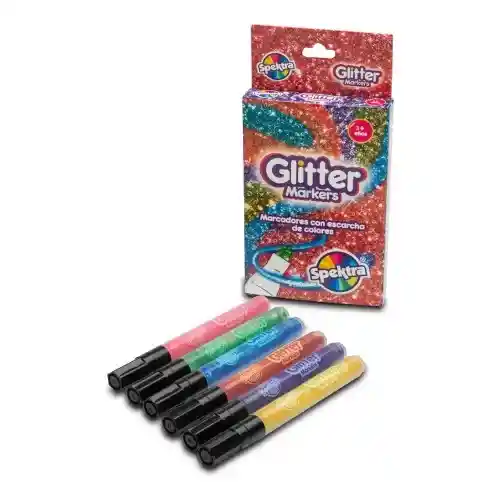 Set De Marcadores Glitter Markers Caja X6 Para Niños Niñas