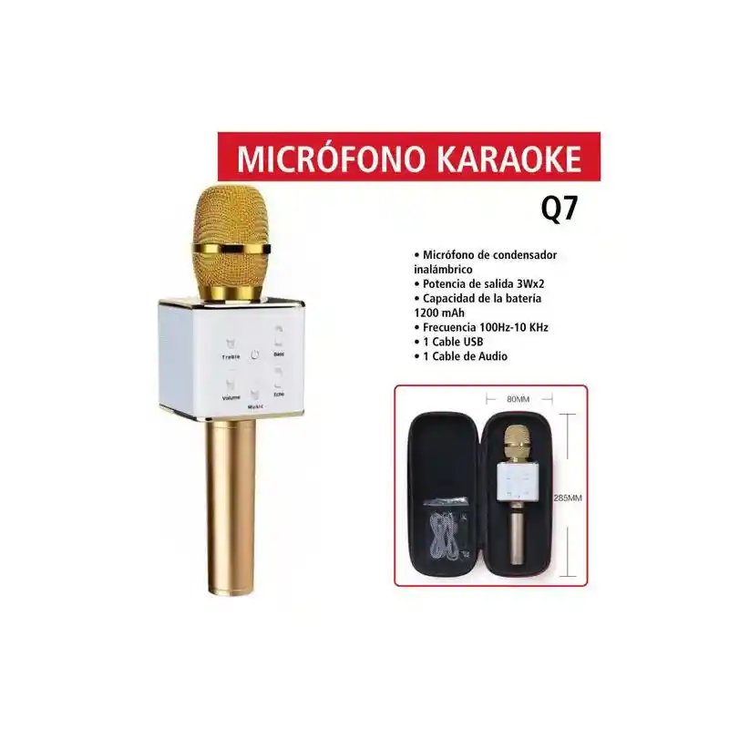 Micrófono Karaoke Q7 Parlante Bluetooth Recargable Usb Sd