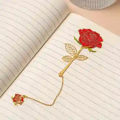 Marcapaginas De Libros En Metal Con Flor De Rosa