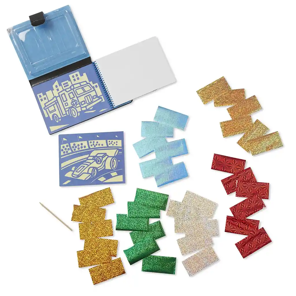 Libro De Actividades Script Vehículos Papel Aluminio Niños