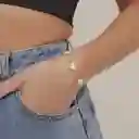 Pulsera Trebol Clov Piedra Blanca Dorado Rodinado