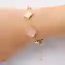 Pulsera Trebol Clov Piedra Rosada Dorado Rodinado