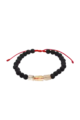 Pulsera Piedra Volcanica Citrino Hilo Rojo