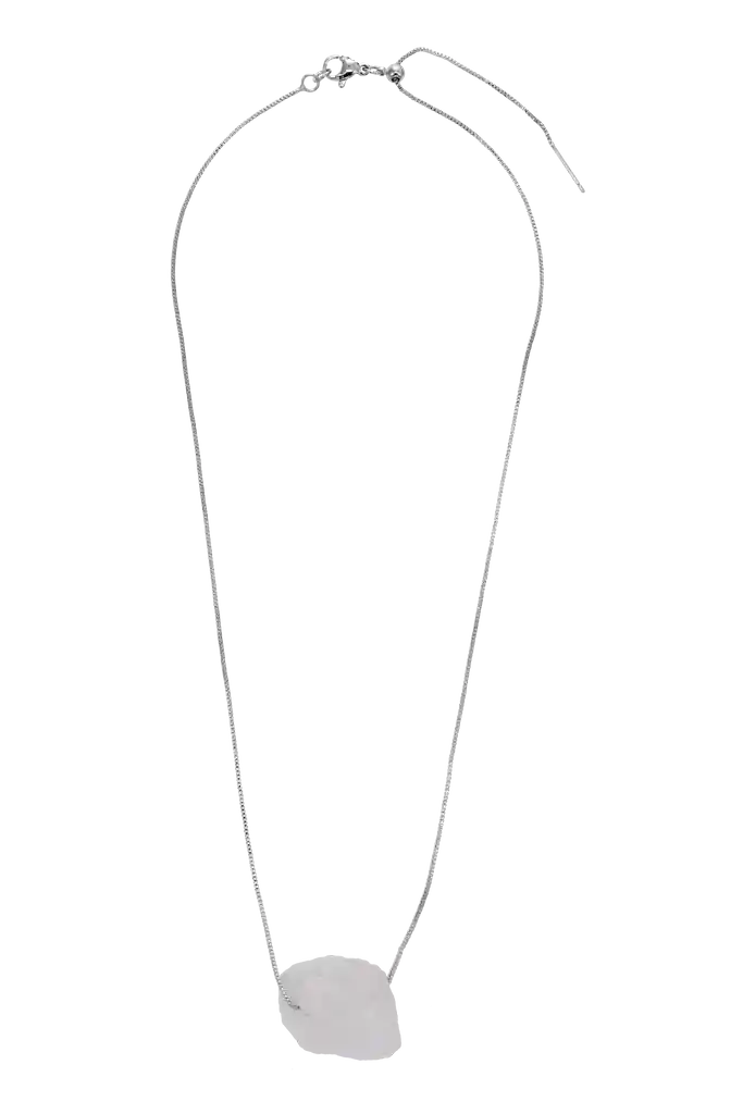 Collar Cuarzo Cristal Cadena Rodio