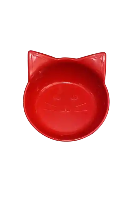 Comedero Para Mascotas Sencillo En Forma De Gato Color Rojo