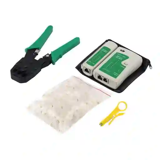 Kit De Ponchadora Rj45, Rj11 Más Tester Mas 100 Conectores