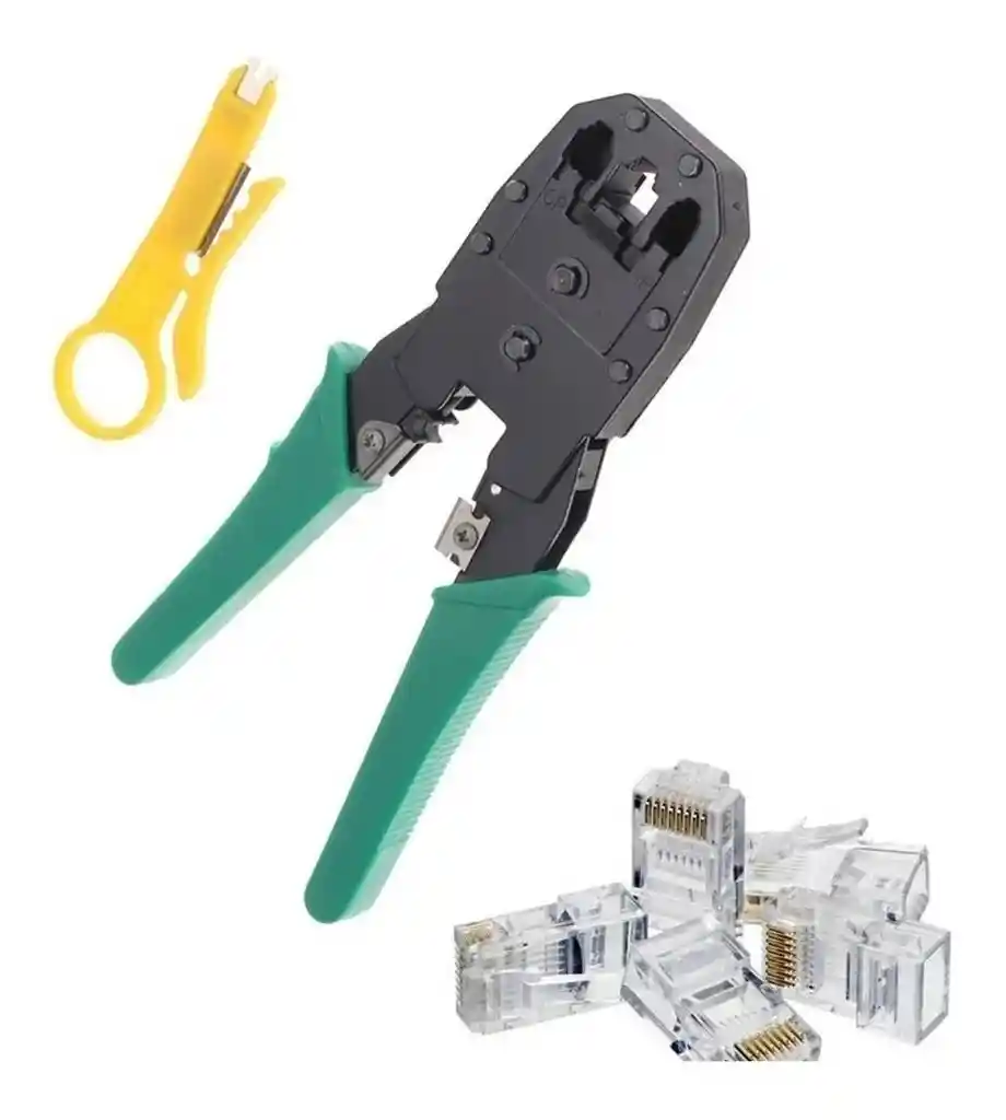 Kit De Ponchadora Rj45, Rj11 Más Tester Mas 100 Conectores