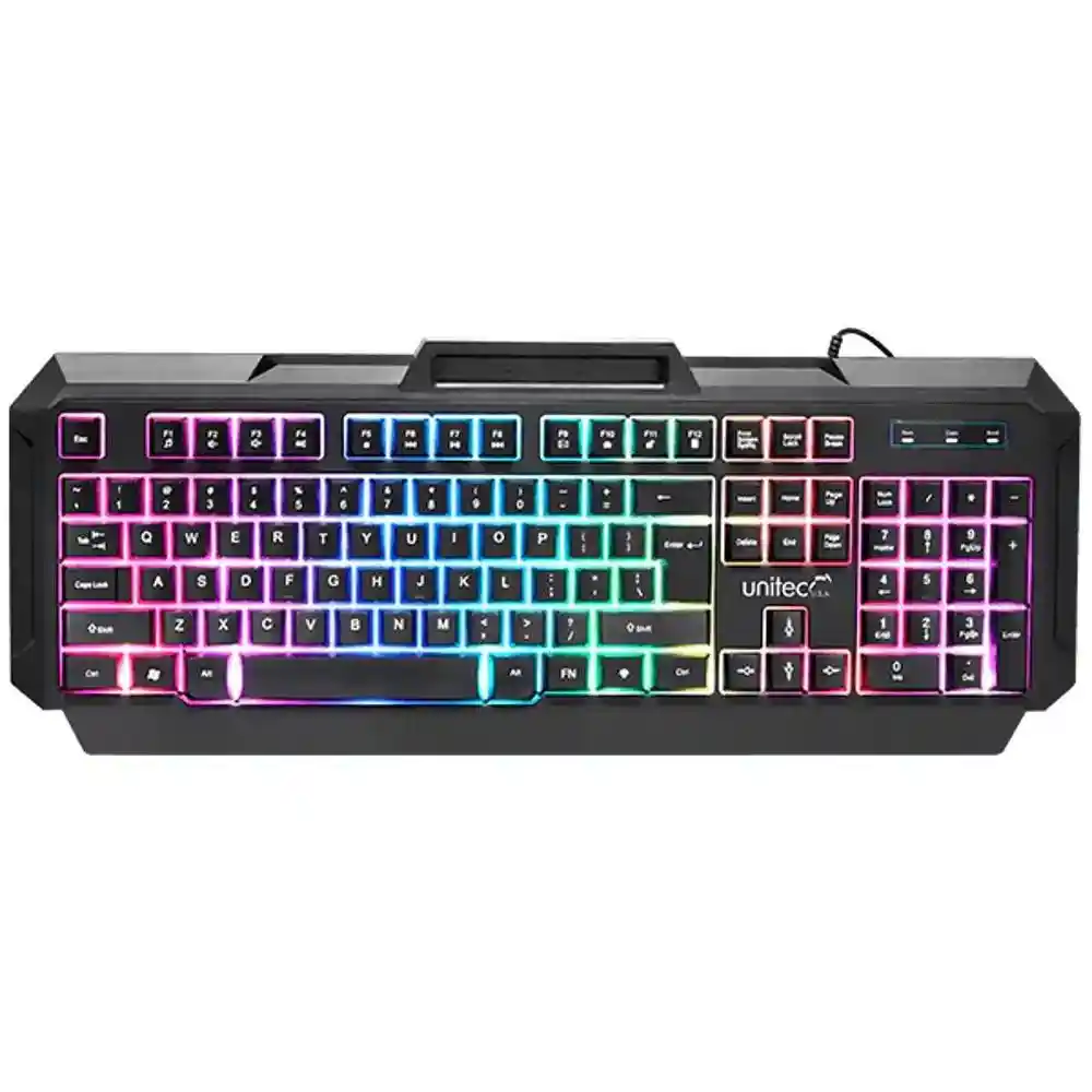 Teclado Gamer Luz Led Retroiluminado Usb 2.0 Unitec