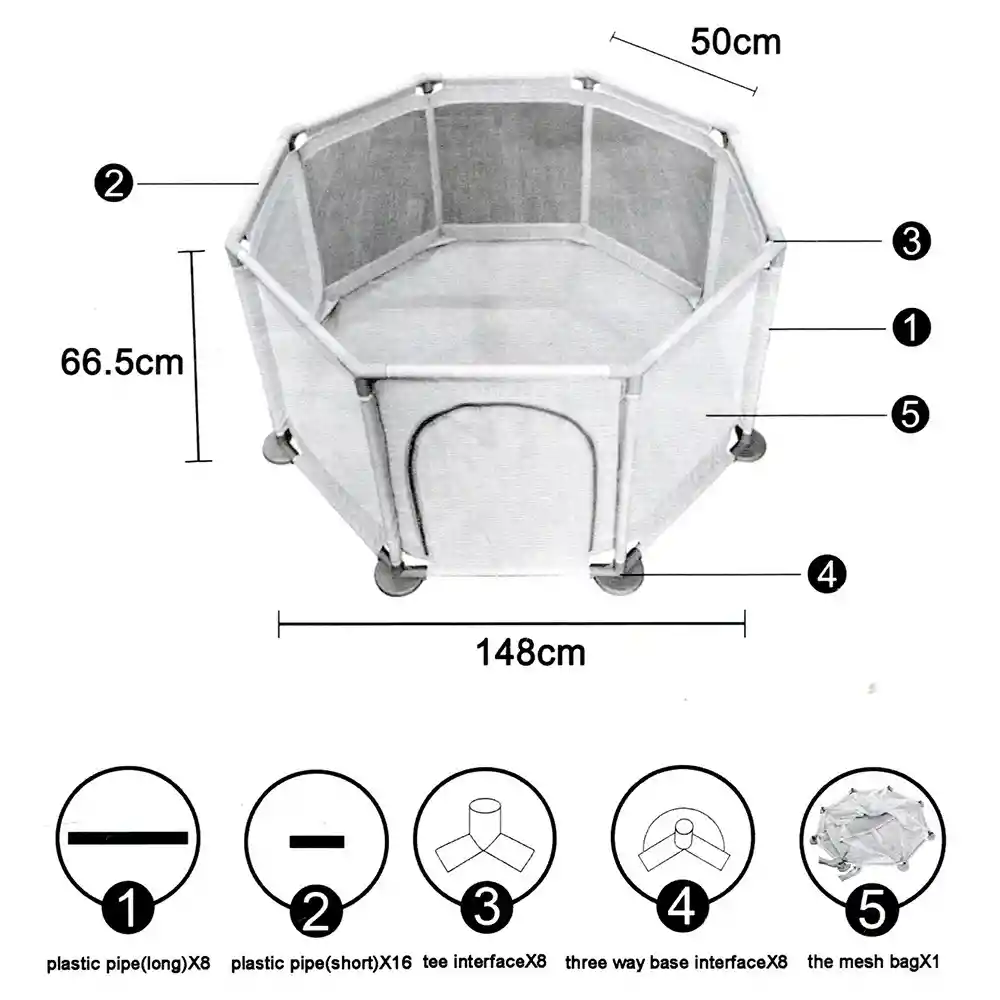 Corral De Juego Playpen Piscina De Pelotas Para Bebe Armable