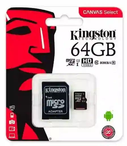 Memoria Microsd Micro Sd Kingston 64gb Clase 10 Original