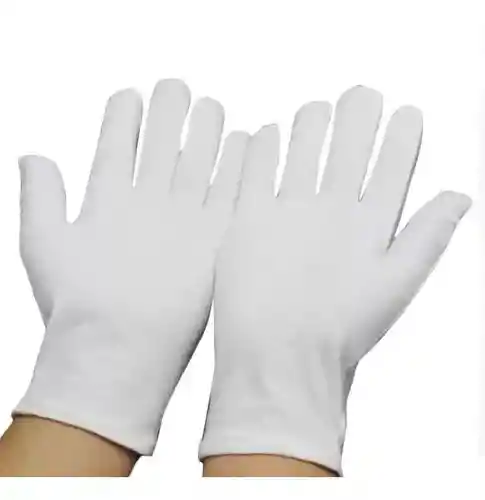 Par De Guantes Blancos De Tela 100% Polyalgodon Talla 6